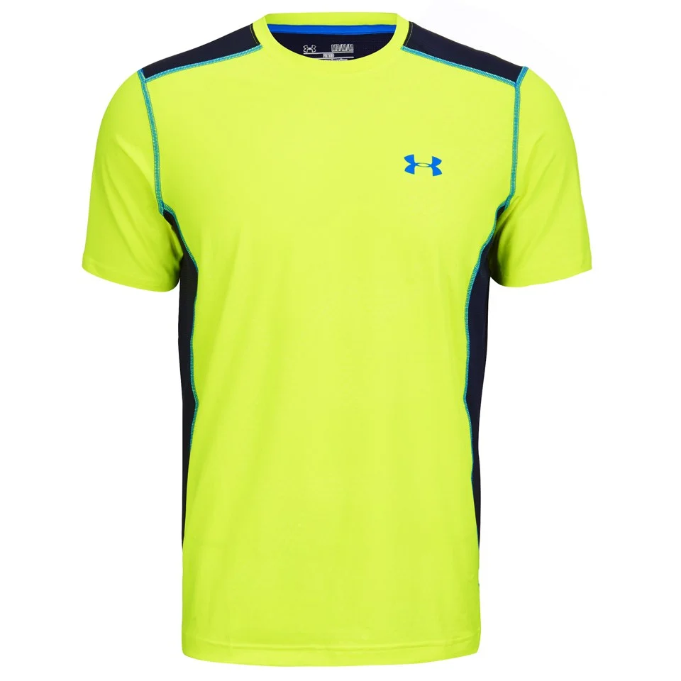 Under Armour Men's Raid Short Sleeve Training T-Shirt - High-Vis Yellow/Midnight Navy - S - Yellow/Blue Afbeelding 1
