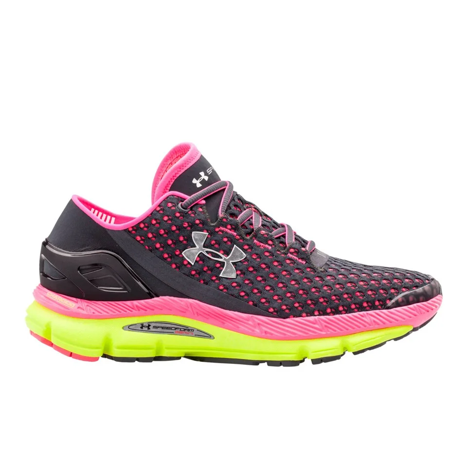 Under Armour Women's Speedform Gemini Running Shoes - Lead/High-Vis Yellow/Metallic Silver - UK 4 - Grey/Yellow Afbeelding 1