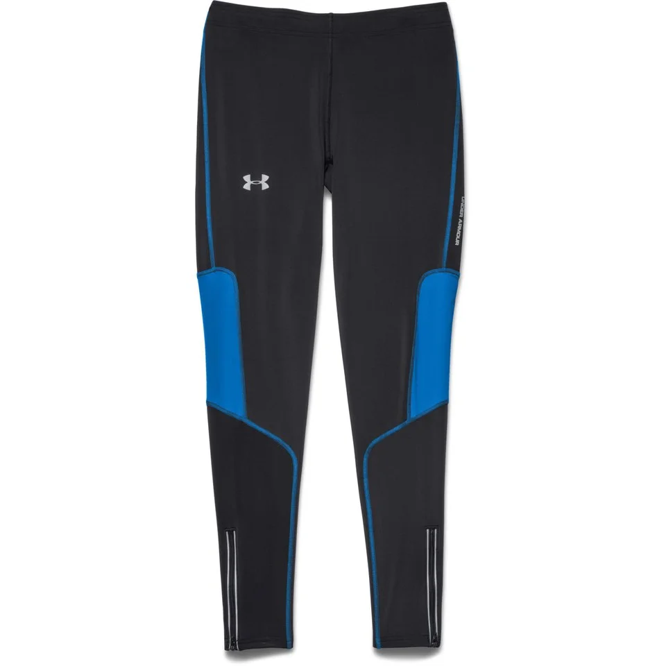 Under Armour Men's Compression Running Tights - Black/Blue Jet/Reflective - S - Black/Blue Afbeelding 1