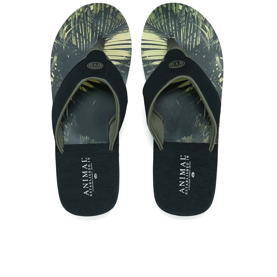 Animal Men's Jekyl Soft Leaf Print Flip Flops - Green - UK 7 - Groen Afbeelding 1