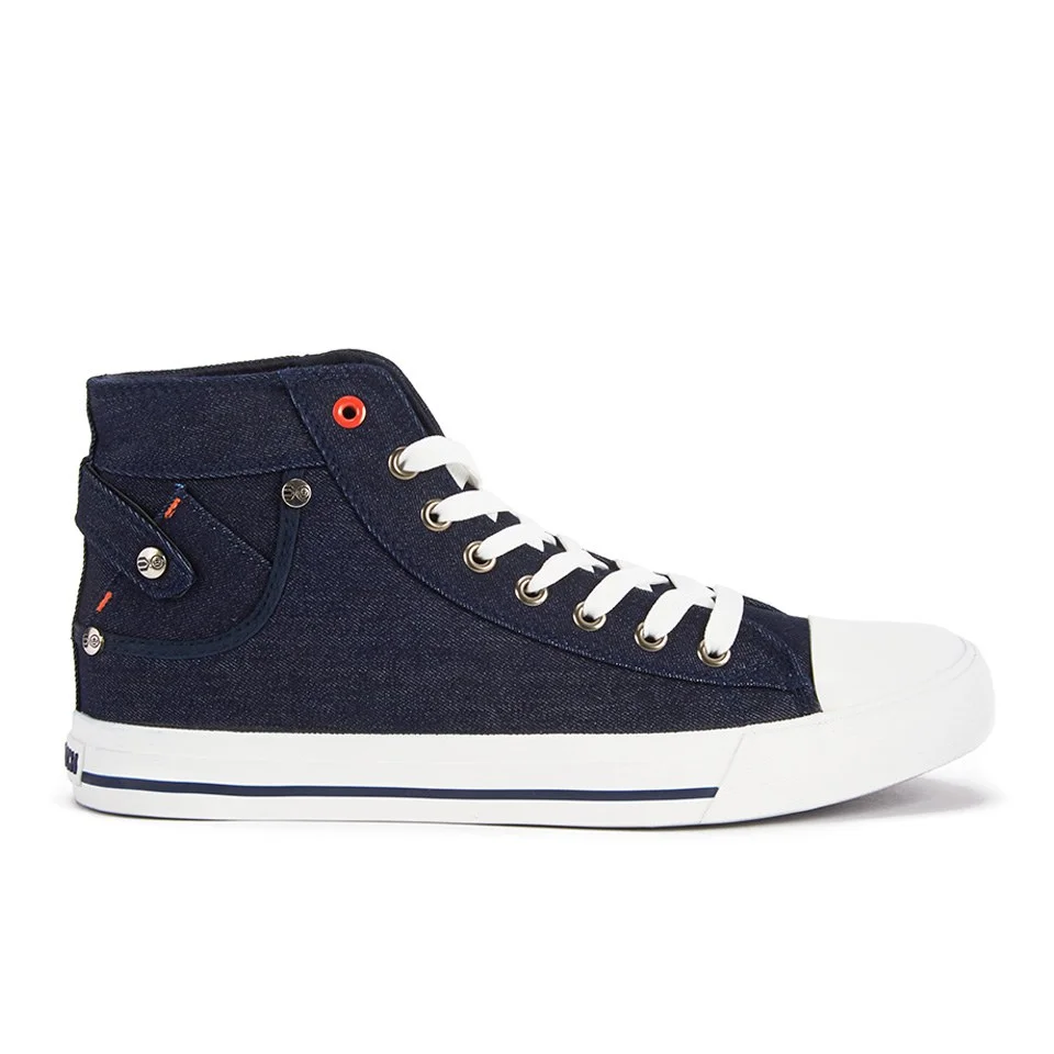 Crosshatch Men's Mintaka Denim High Top Trainers - Dark Denim - UK 7 - Blauw Afbeelding 1