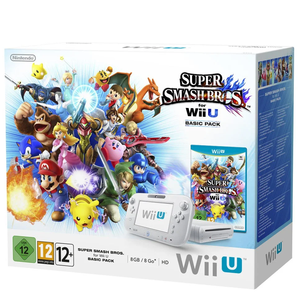 Nintendo Wii U 8GB Basic Pack with Super Smash Bros Afbeelding 1