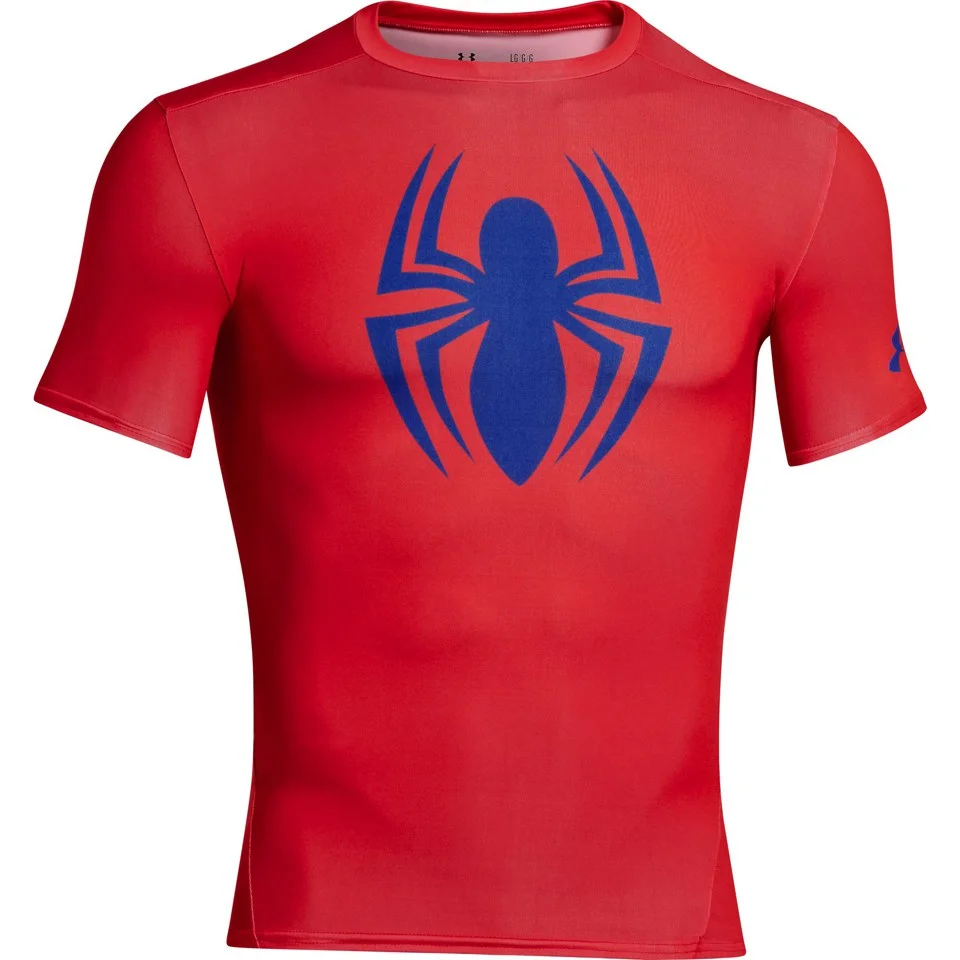 Under Armour Men's Spider-Man Compression Short Sleeved T-Shirt - Red/Blue - S - Red/Blue Afbeelding 1