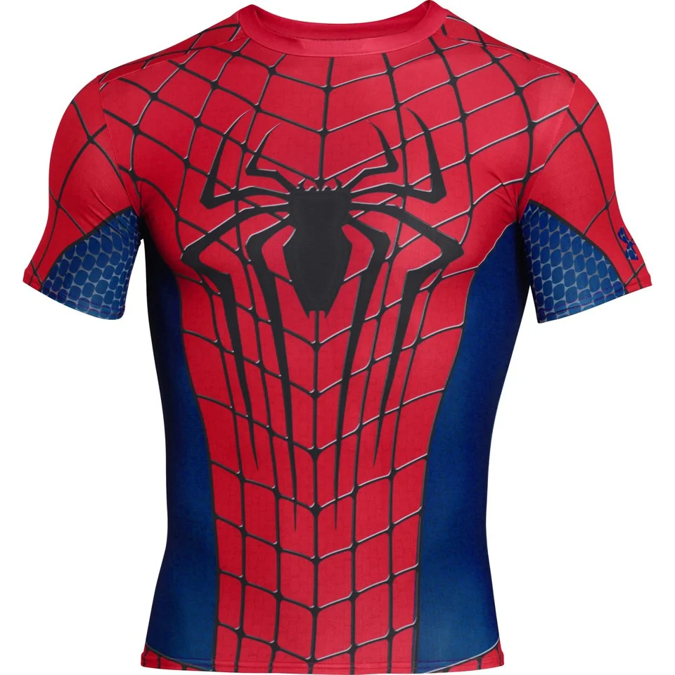 Under Armour Men's The Amazing Spider-Man 2 Compression Short Sleeved T-Shirt - Red/Blue - M - Red/Blue Afbeelding 1