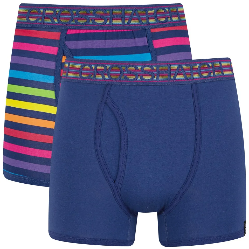 Crosshatch Men's Refracto 2-Pack Boxer Shorts - Multi/Sapphire - S - Multi/Blue Afbeelding 1