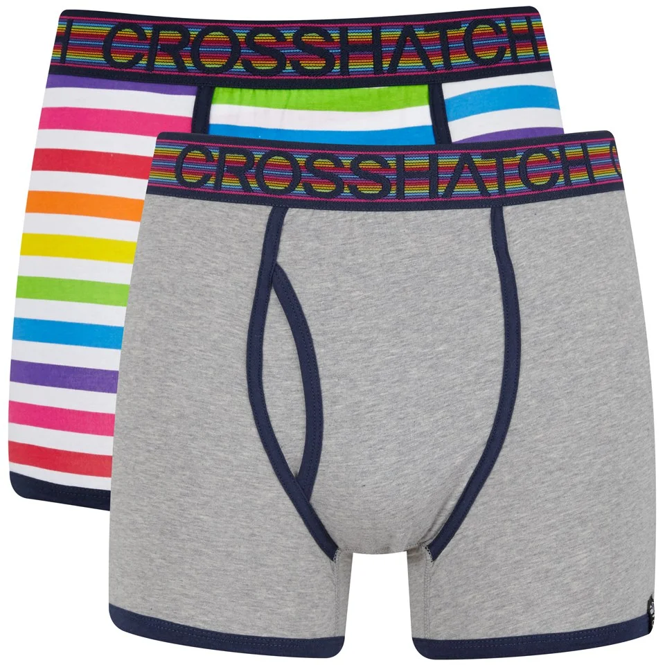 Crosshatch Men's Refracto 2-Pack Boxer Shorts - Multi/Grey Marl - S - Multi/Grey Afbeelding 1