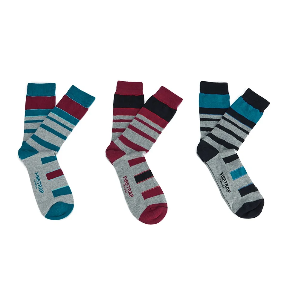 Firetrap Men's Block Mark 3-Pack Socks - Grey - One size - Grijs Afbeelding 1