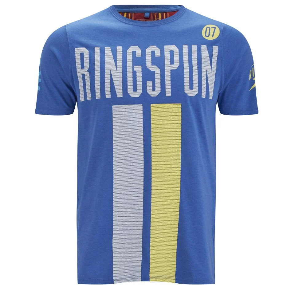 Ringspun Men's Daytona Printed T-Shirt - Royal Marl - S - Blauw Afbeelding 1