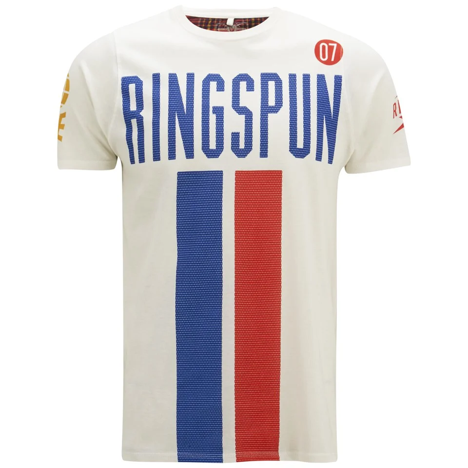 Ringspun Men's Daytona Printed T-Shirt - Off White - S - beige Afbeelding 1