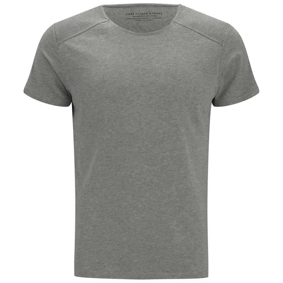 Jack & Jones Men's Ribbed Shoulder Detail Road T-Shirt - Grey - S - Grijs Afbeelding 1