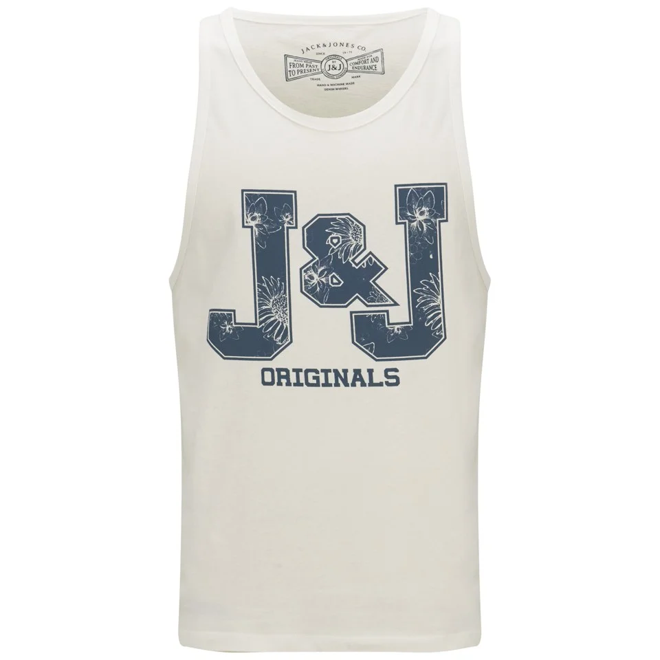 Jack & Jones Originals Men's JJ Branded Pre Tank Top - White - S - Wit Afbeelding 1