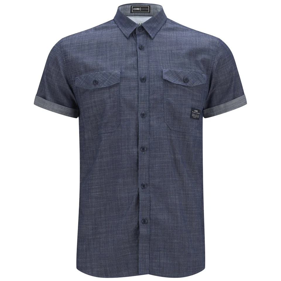 Jack & Jones Men's Short Sleeved Erik Shirt - Dark Denim - S - Blauw Afbeelding 1