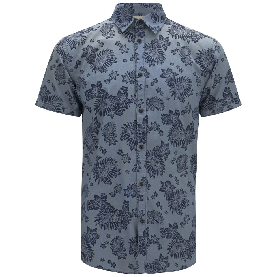 Jack & Jones Originals Men's Short Sleeved Printed Van Shirt - Bering Sea - S - Blauw Afbeelding 1