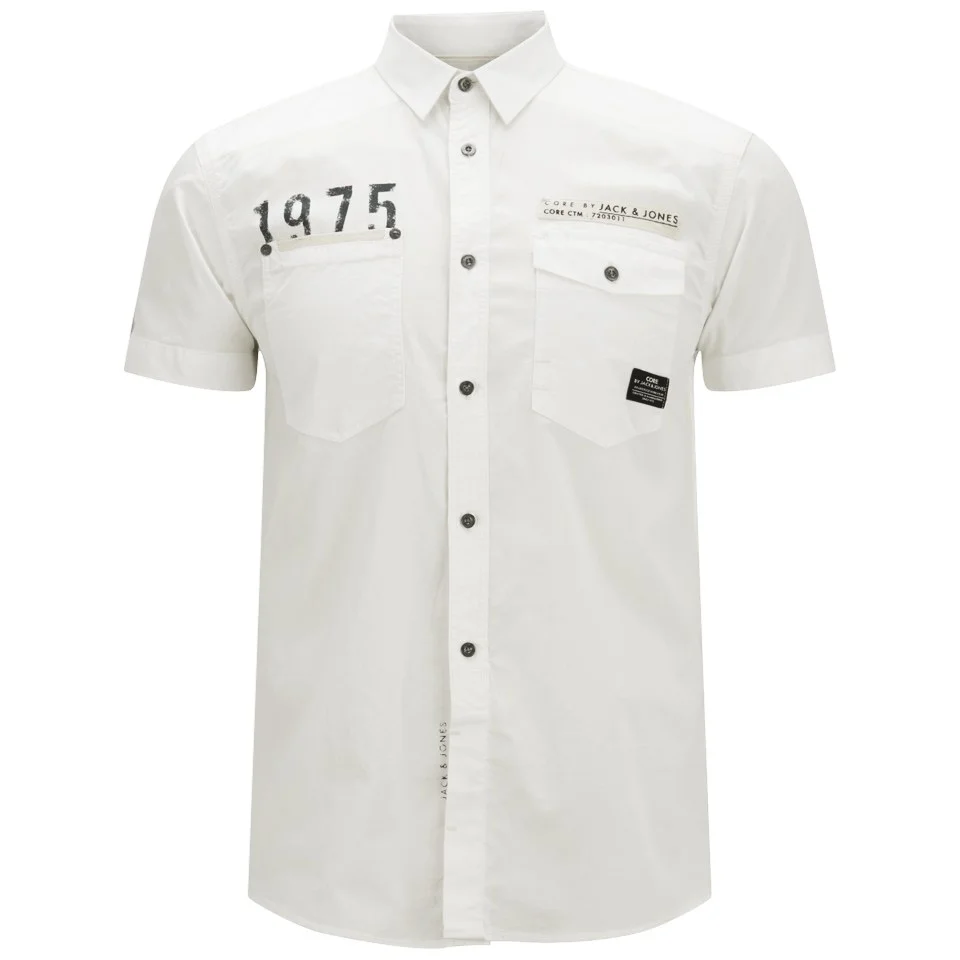 Jack & Jones Men's Short Sleeved Bade Shirt - White - S - Wit Afbeelding 1
