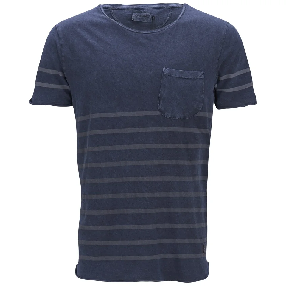 Jack & Jones Originals Men's Striped Corner T-Shirt - Peacoat - S - Blauw Afbeelding 1