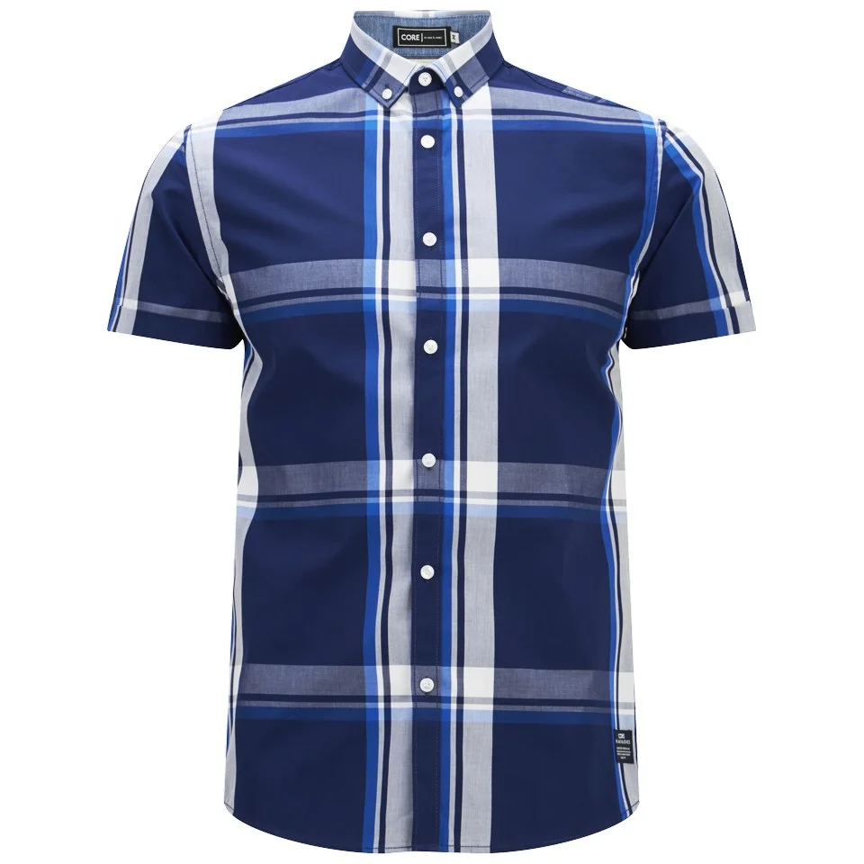 Jack & Jones Men's Short Sleeved Type Shirt - Blue Check - S - Blauw Afbeelding 1