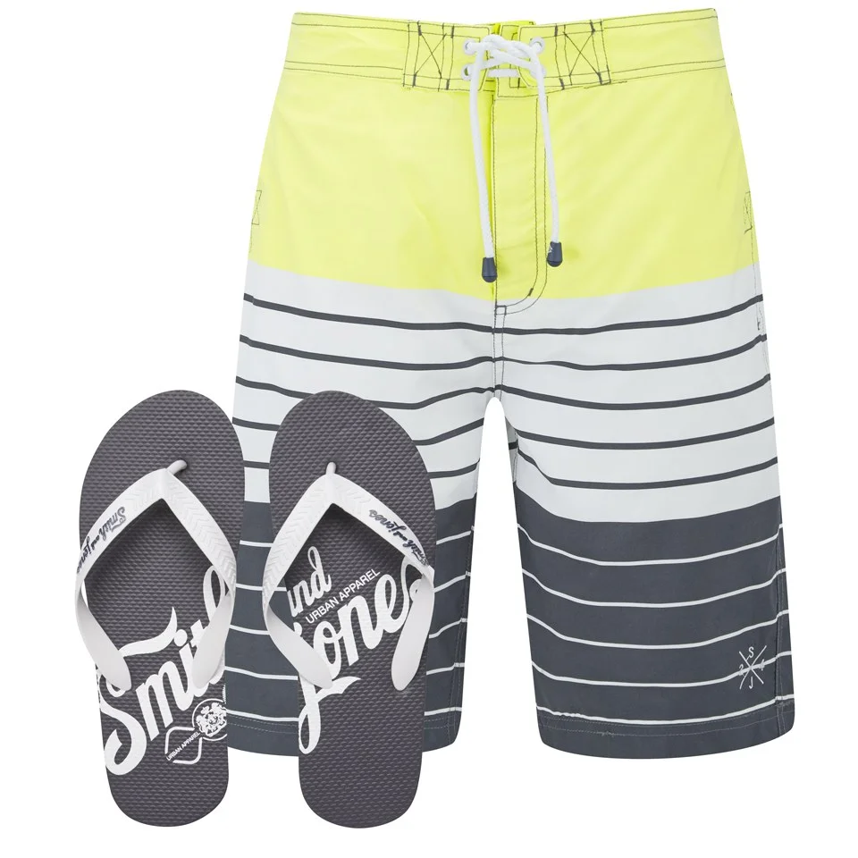 Smith & Jones Men's Shore Board Shorts with Free Flip Flops - Canary Yellow - S - Geel Afbeelding 1