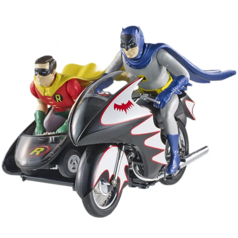 Hot Wheels Elite DC Comics Batman 1966 Batcycle 1:12 Scale Figure Set Afbeelding 1