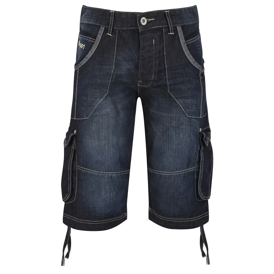 Crosshatch Men's Kanaster Denim Shorts - Tint Wash - W30 - Blauw Afbeelding 1