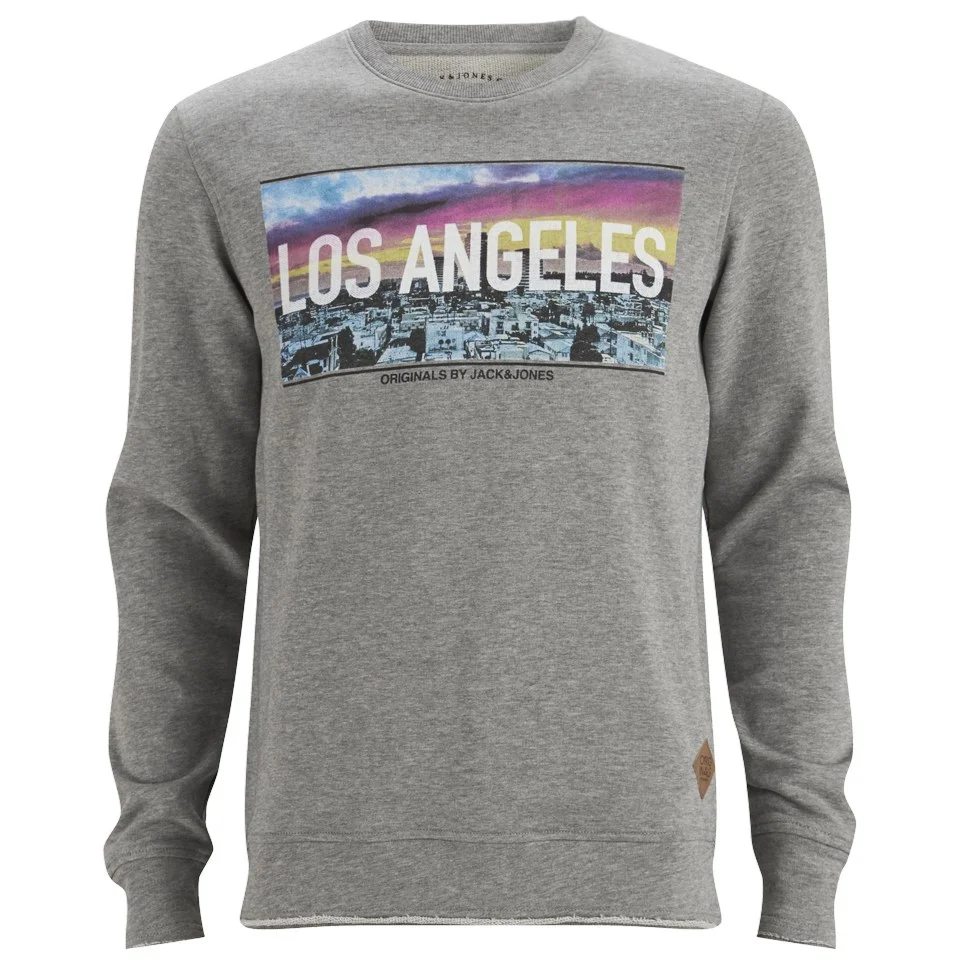 Jack & Jones Men's Originals Mike Crew Neck Sweatshirt - Grey - S - Grijs Afbeelding 1