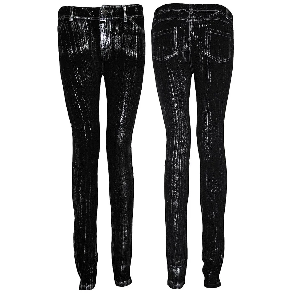 Spiral Women's GOTHIC ROCK Glitter Jeggings - Black - L - Zwart Afbeelding 1