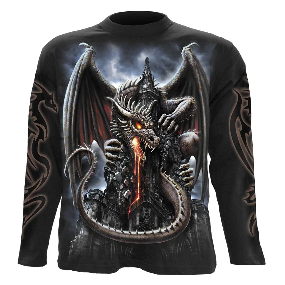Spiral Men's DRAGON LAVA Long Sleeve T-Shirt - Black - L - Zwart Afbeelding 1