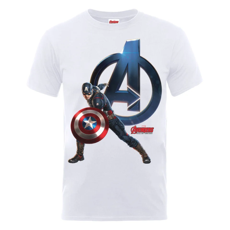 Marvel Avengers Men's Age of Ultron Captain America T-Shirt - White - S - Wit Afbeelding 1