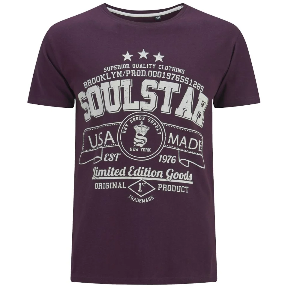 Soul Star Men's Garland T-Shirt - Burgundy - S - Rood Afbeelding 1