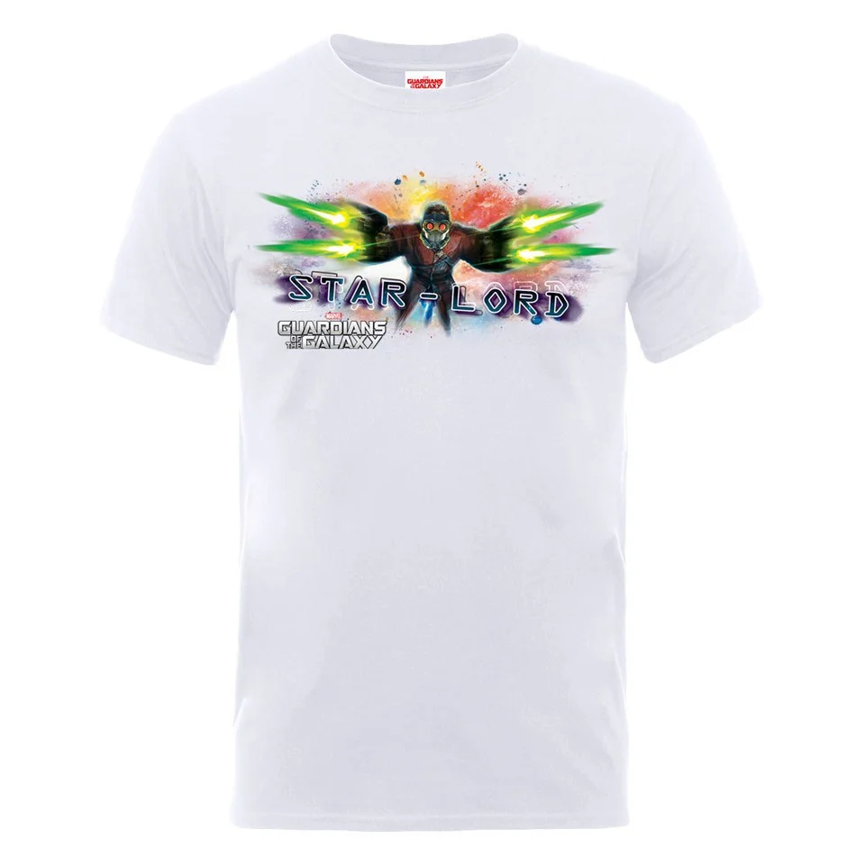 Marvel Guardians of the Galaxy Men's Star-Lord Burst T-Shirt - White - S - Wit Afbeelding 1