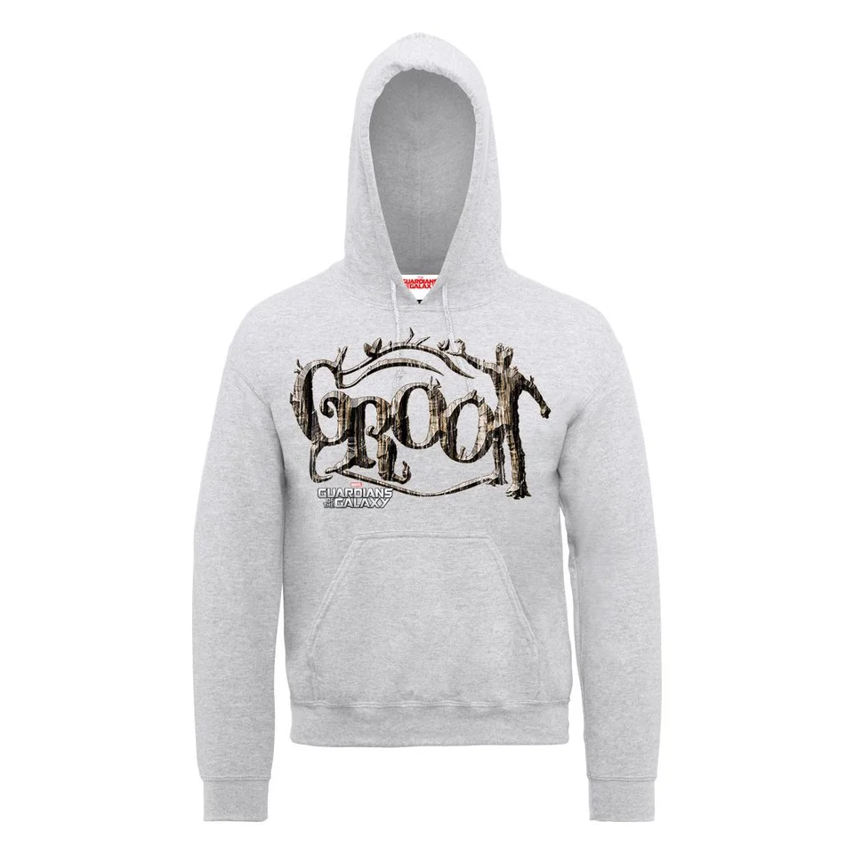 Marvel Guardians of the Galaxy Groot Text Hooded Sweatshirt - Heather Grey - S - Grijs Afbeelding 1