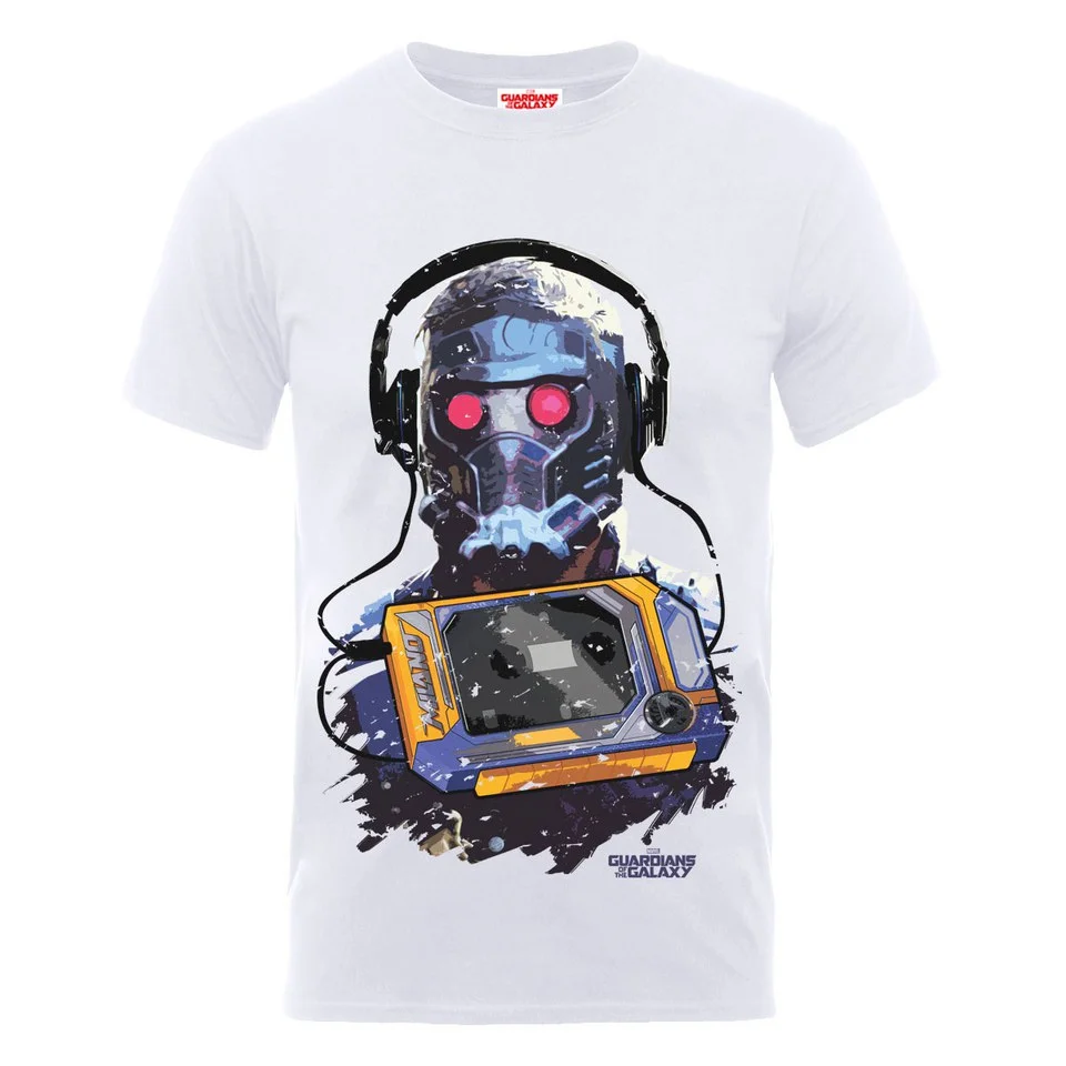 Marvel Guardians of the Galaxy Men's Star-Lord Cassette T-Shirt - White - S - Wit Afbeelding 1