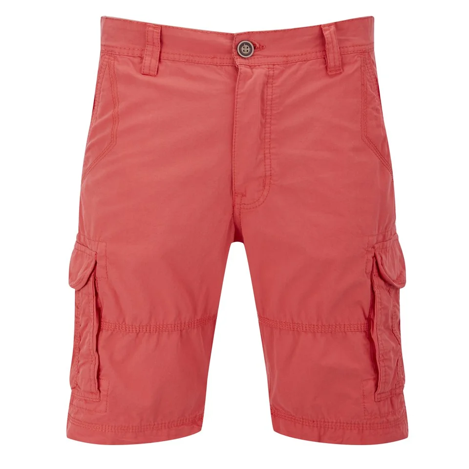 Threadbare Men's Fargo Cargo Shorts - Bright Coral - S - Washed Red Afbeelding 1