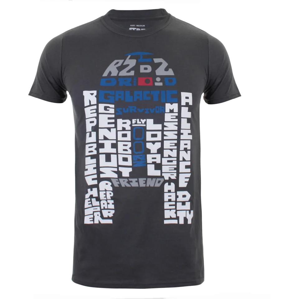 Star Wars R2-D2 Text Body Heren T-Shirt - Charcoal - S - Grijs Afbeelding 1