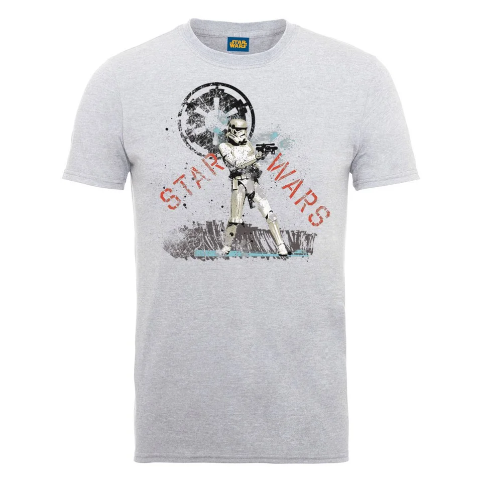 Star Wars Men's Stormtrooper Distressed T-Shirt - Heather Grey - S - Grijs Afbeelding 1