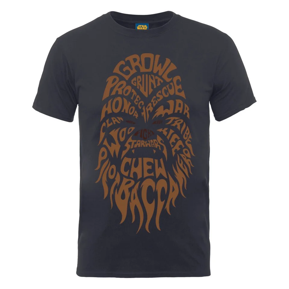 Star Wars Chewbacca Text Head Heren T-Shirt - Charcoal - S - Grijs Afbeelding 1