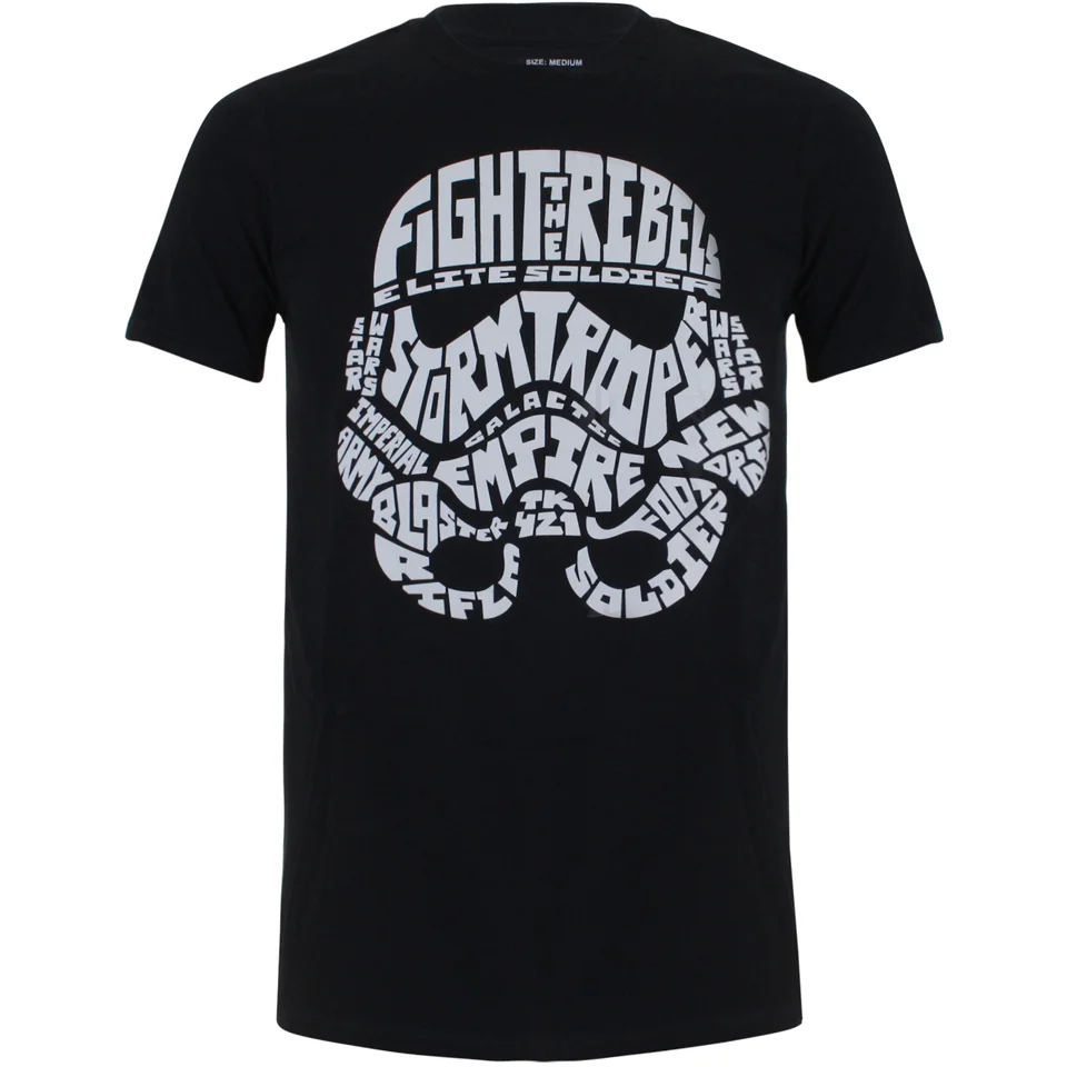 Star Wars Stormtrooper Text Head Heren T-Shirt - Zwart - S - Zwart Afbeelding 1