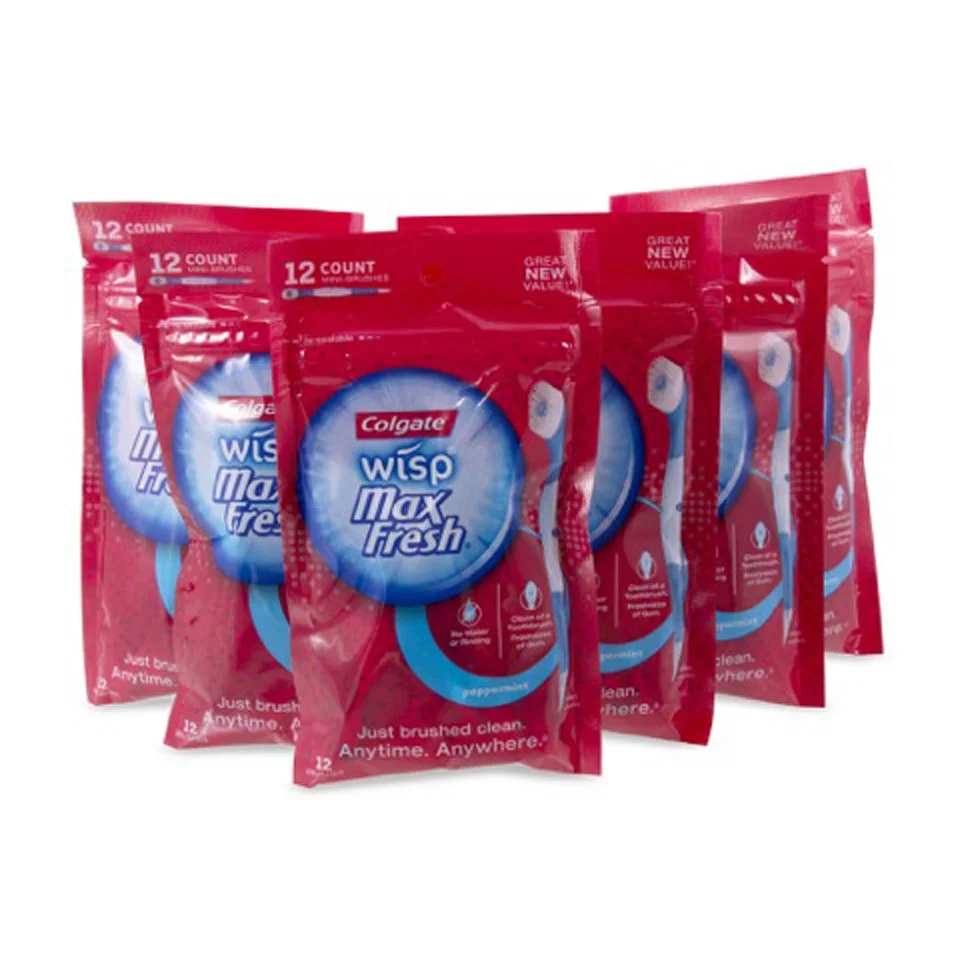Colgate Wisp Peppermint Disposable Toothbrushes - 72 Pack (6 x 12 Packs) - Peppermint Afbeelding 1
