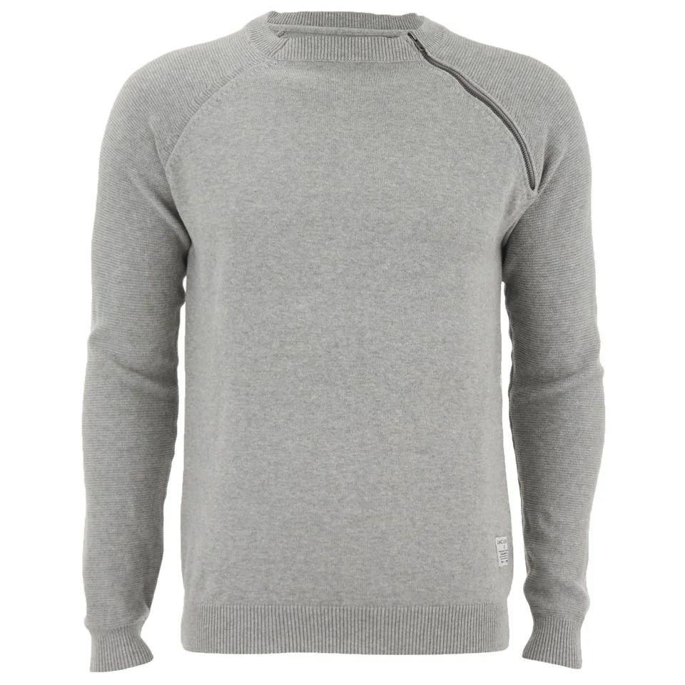 Jack & Jones Men's Core Bryan Crew Neck Jumper - Light Grey Melange - L - Grijs Afbeelding 1