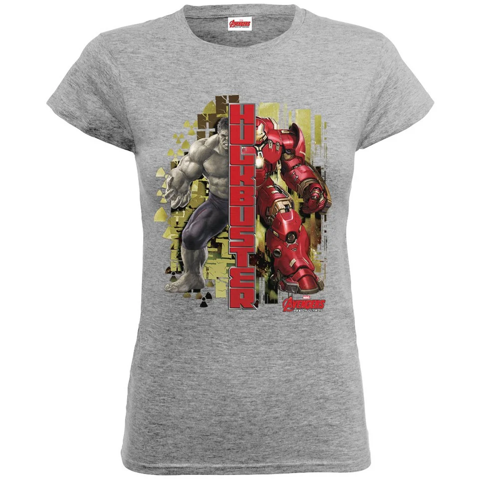 Marvel Women's Avengers Age of Ultron Hulk Vs. Hulkbuster Split T-Shirt - Heather Grey - S - Grijs Afbeelding 1