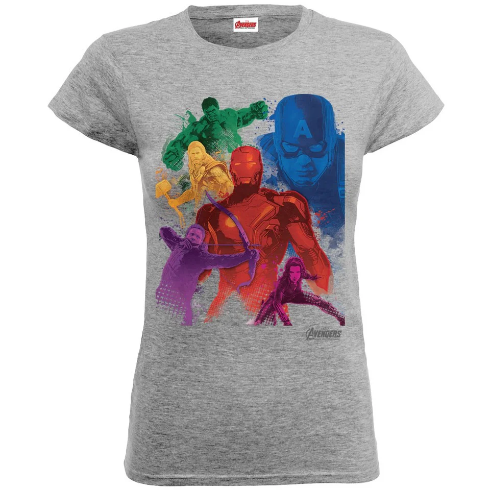 Marvel Women's Avengers Age of Ultron Team Colours T-Shirt - Heather Grey - S - Grijs Afbeelding 1