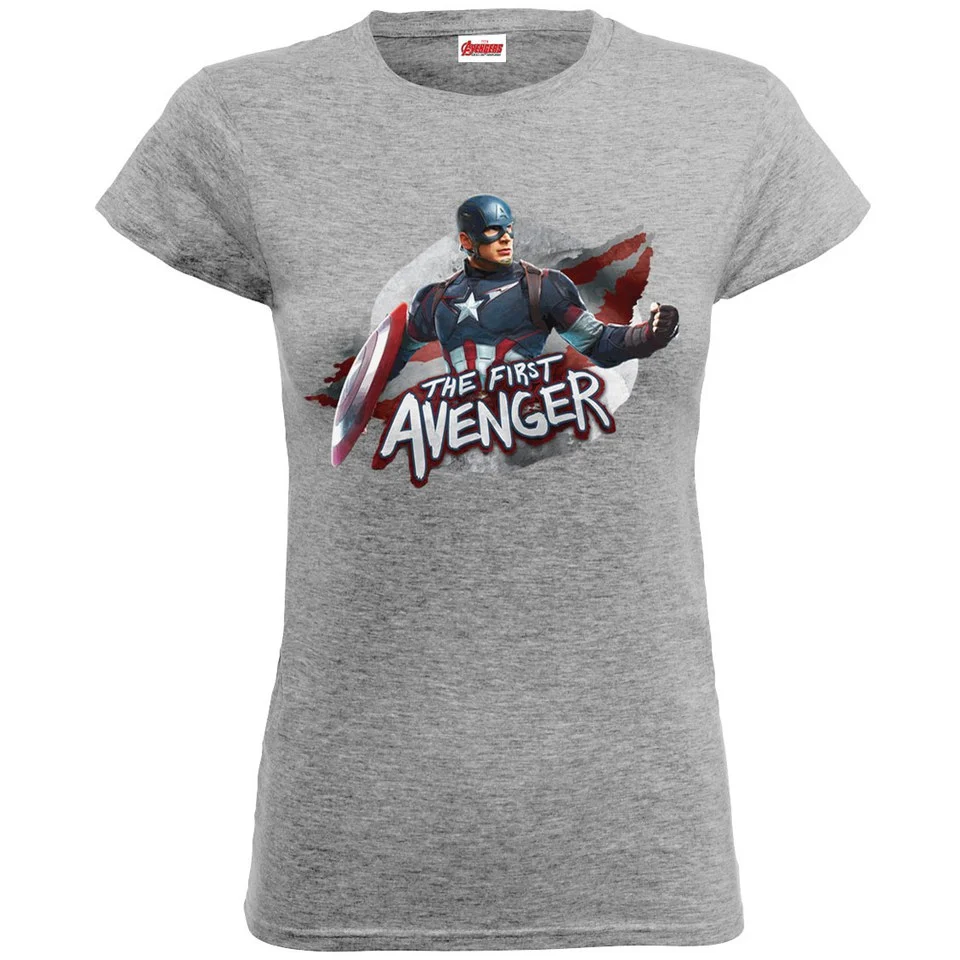 Marvel Women's Avengers Age of Ultron Captain America The First Avenger T-Shirt - Heather Grey - S - Grijs Afbeelding 1