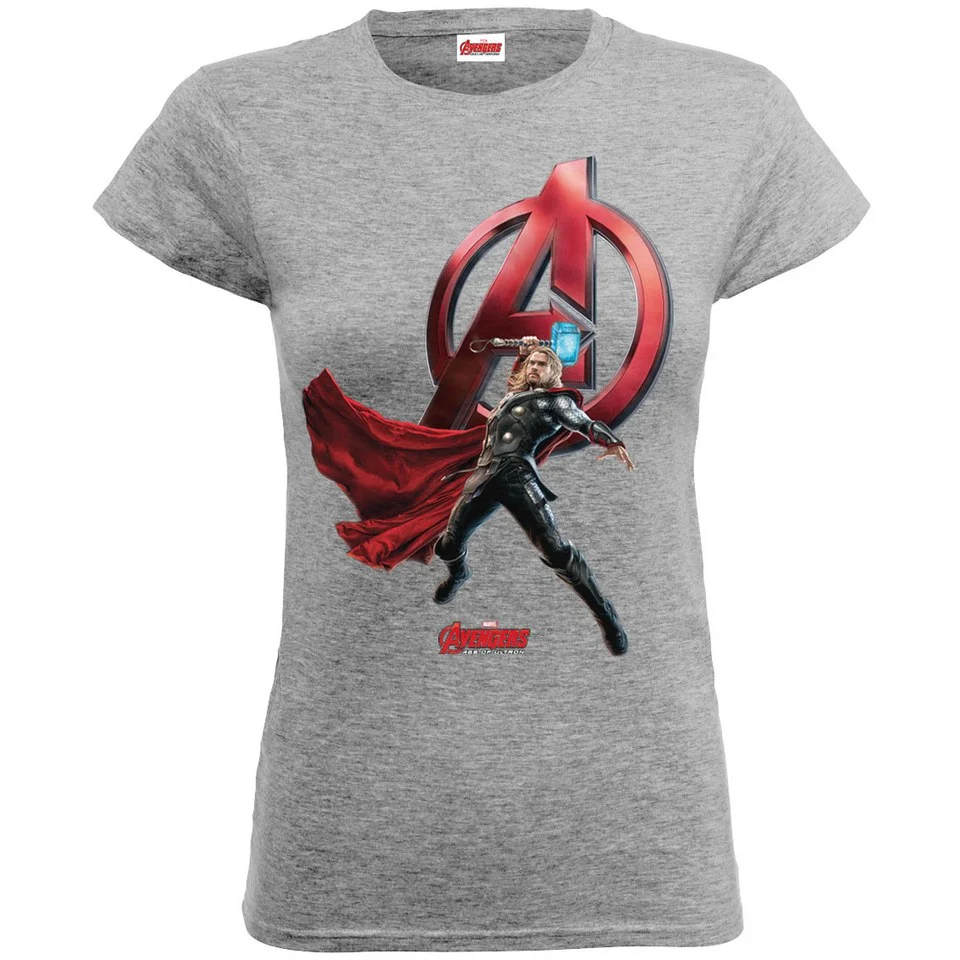 Marvel Women's Avengers Age of Ultron Thor T-Shirt - Heather Grey - S - Grijs Afbeelding 1