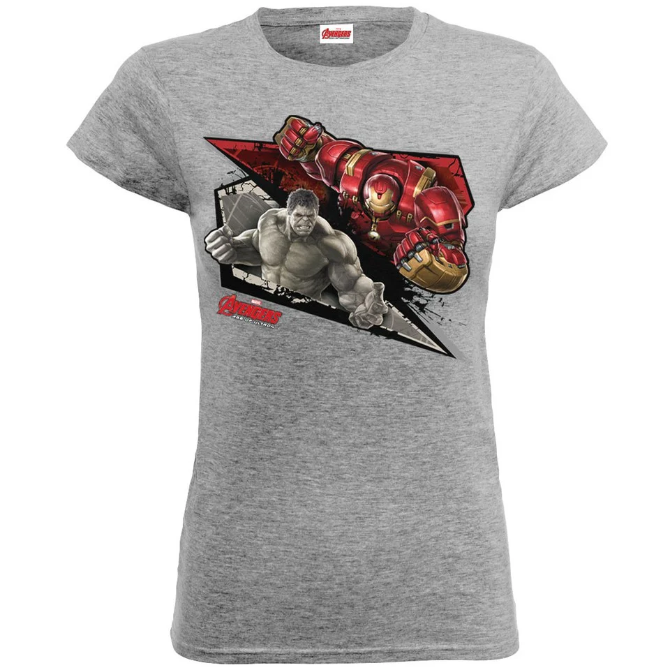 Marvel Women's Avengers Age of Ultron Hulk Vs. Hulkbuster Shards T-Shirt - Heather Grey - S - Grijs Afbeelding 1