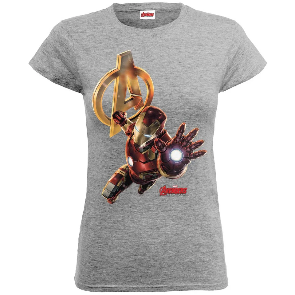 Marvel Women's Avengers Age of Ultron Iron Man T-Shirt - Heather Grey - S - Grijs Afbeelding 1