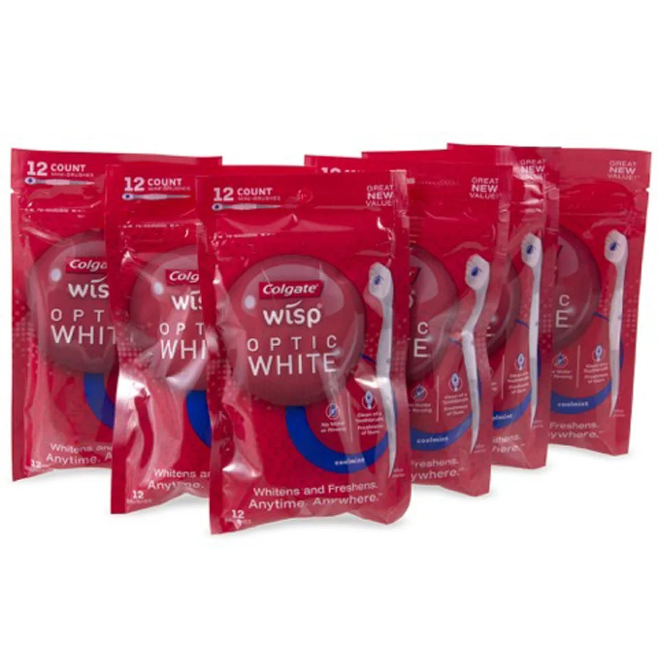 Colgate Wisp Disposable Toothbrushes - 72 pack (6 x12 packs) - Cool Mint Afbeelding 1
