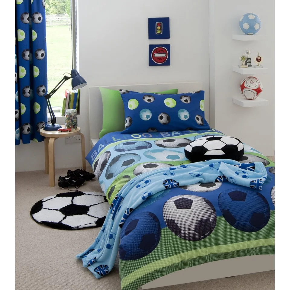 Catherine Lansfield Football Duvet Set - Blue - Single - Blauw Afbeelding 1
