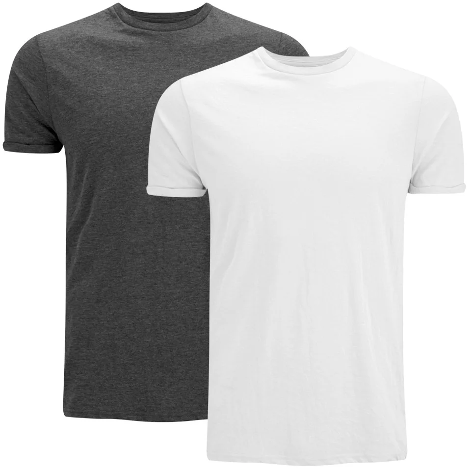Brave Soul Men's Vardan 2 Pack T-Shirt - Grey/White - S - Grijs Afbeelding 1