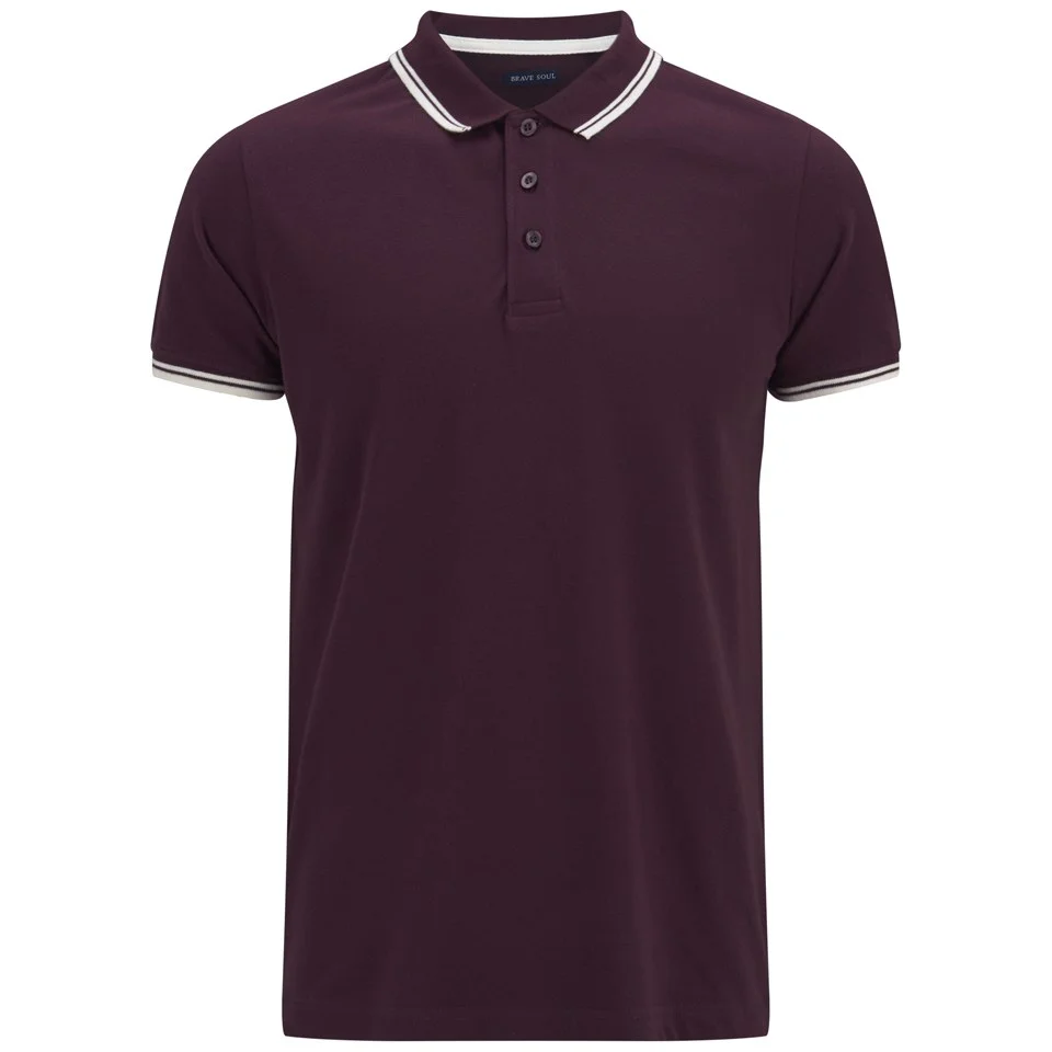 Brave Soul Men's Heroc Polo Shirt - Plum - M - Paars Afbeelding 1