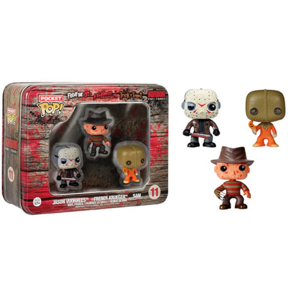 Horror Freddy, Jason, Sam Pocket Mini Funko Pop! Figuren 3 Pack Tin Afbeelding 1