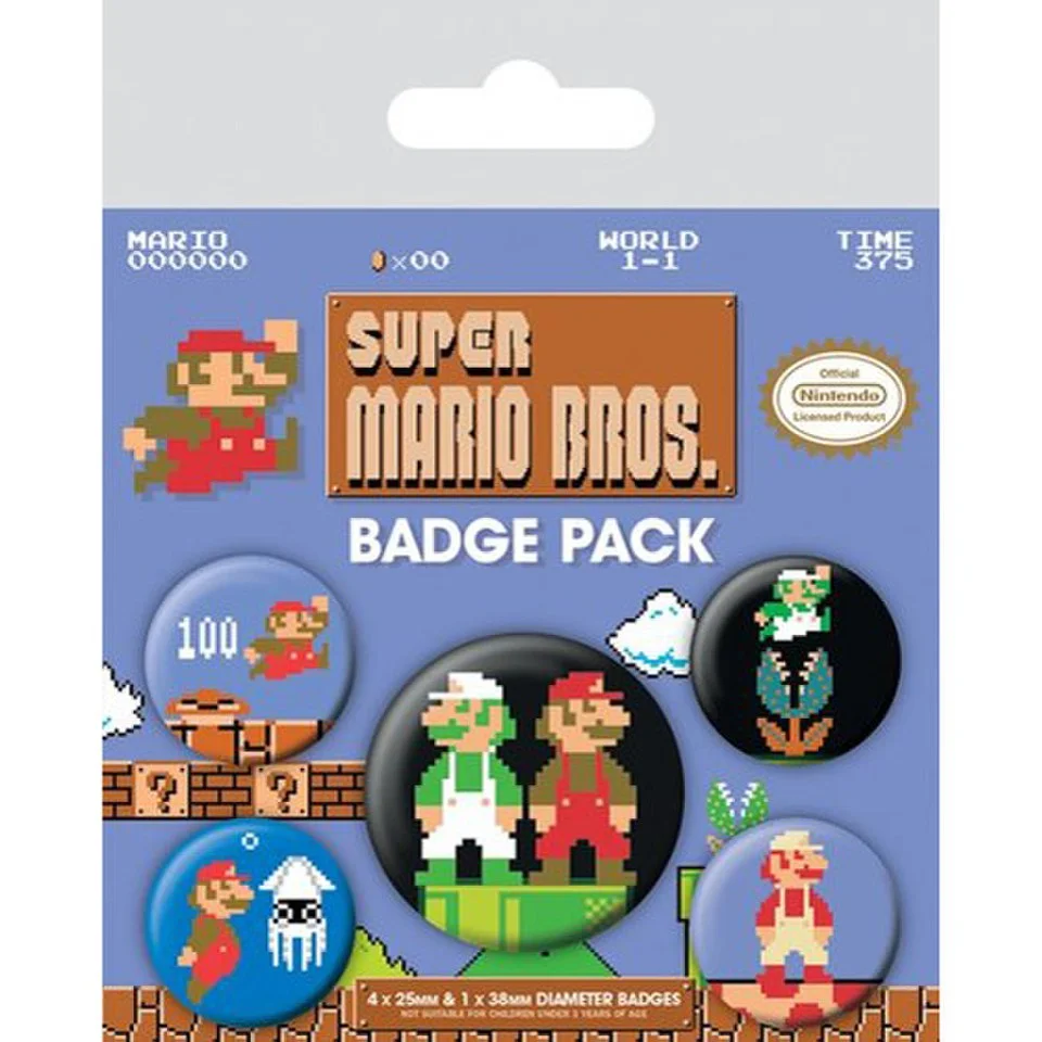 Nintendo Super Mario Bros Retro - Badge Pack Afbeelding 1